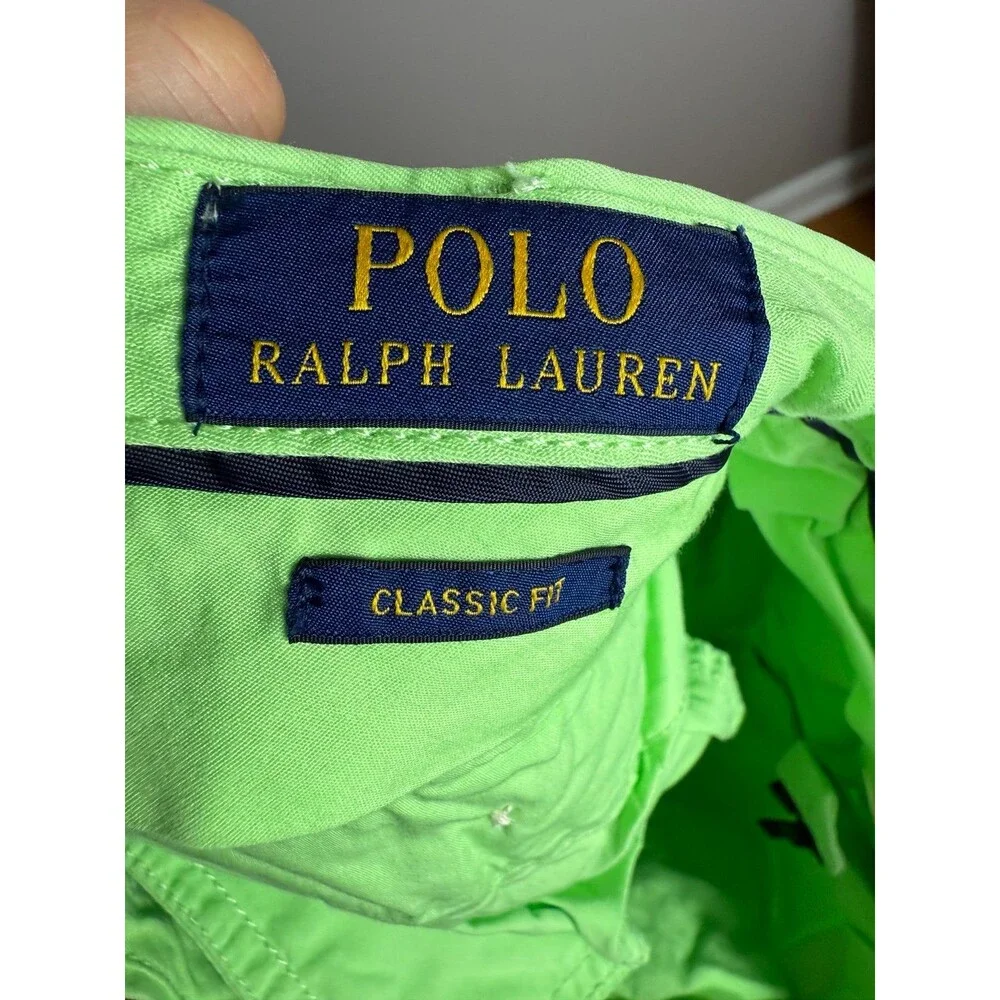 Polo Ralph Lauren Classic‎ Fit Shorts Green Mens 33 100% Pima Cotton Chino - Picture 3 of 7